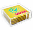 Bon Voyage Acrylic Coasters, Miami with Holder