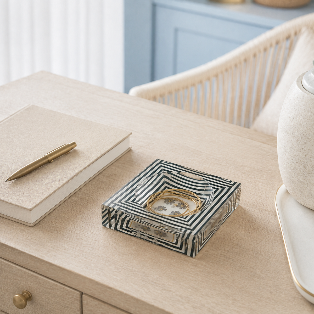 Catchall Lucite Bowl - Striped Floral — photo 3