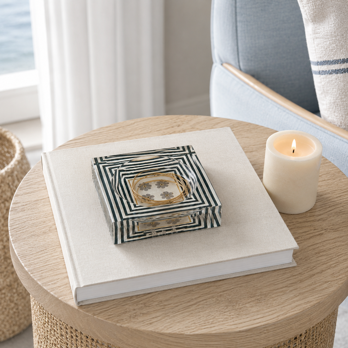 Catchall Lucite Bowl - Striped Floral — photo 4