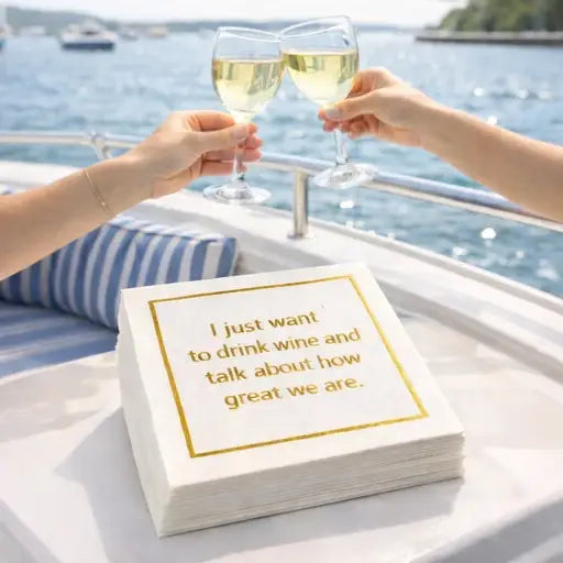 Maven Home Linen-Feel Cocktail Napkins, Drink Wine and Talk About How Great We Are - view 03