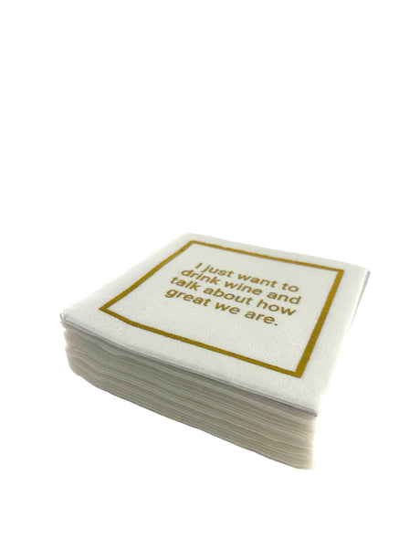 Maven Home Linen-Feel Cocktail Napkins, Drink Wine and Talk About How Great We Are - view 04