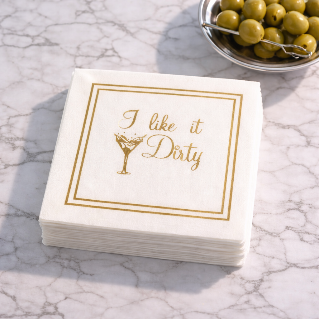 Linen-Feel Cocktail Napkins, I Like It Dirty Martini
