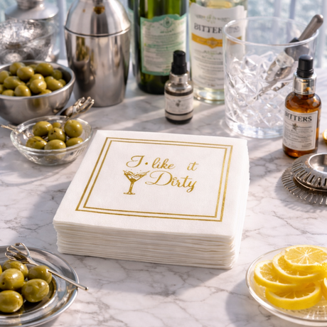 Maven Home Linen-Feel Cocktail Napkins, I Like It Dirty Martini - view 04