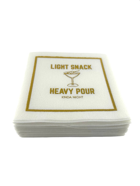 Linen-Feel Cocktail Napkins, Light Snack Heavy Pour - alternate view