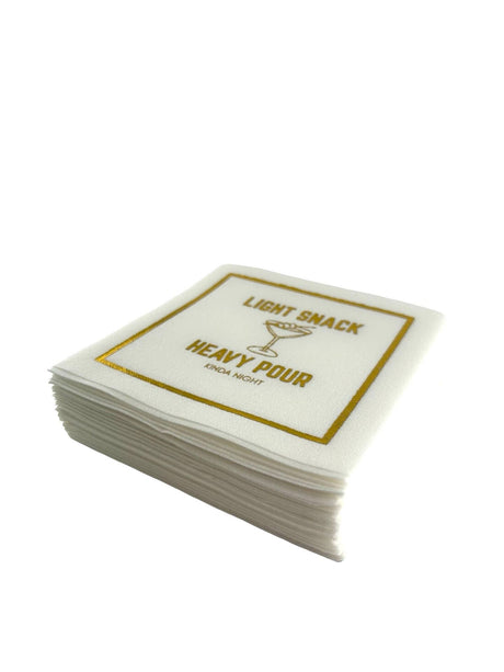 Maven Home Linen-Feel Cocktail Napkins, Light Snack Heavy Pour - view 04