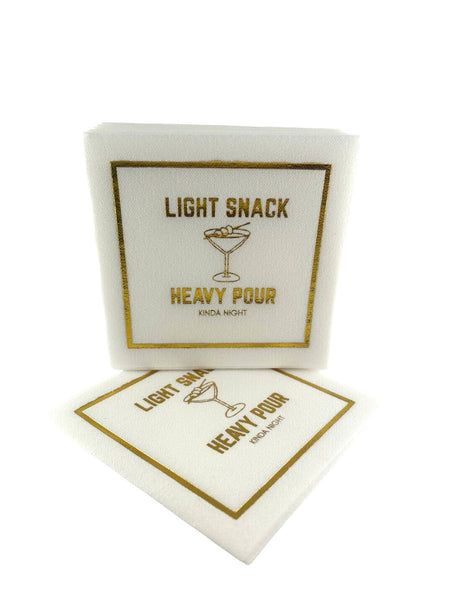 Maven Home Linen-Feel Cocktail Napkins, Light Snack Heavy Pour - view 05