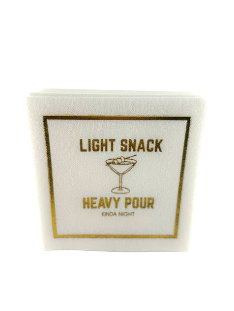 Maven Home Linen-Feel Cocktail Napkins, Light Snack Heavy Pour - view 06