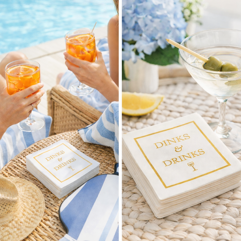 Linen-Feel Cocktail Napkins, Dinks & Drinks - alternate view