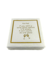 Linen-Feel Cocktail Napkins, Fun Fact Refill Wine Glass - alternate view