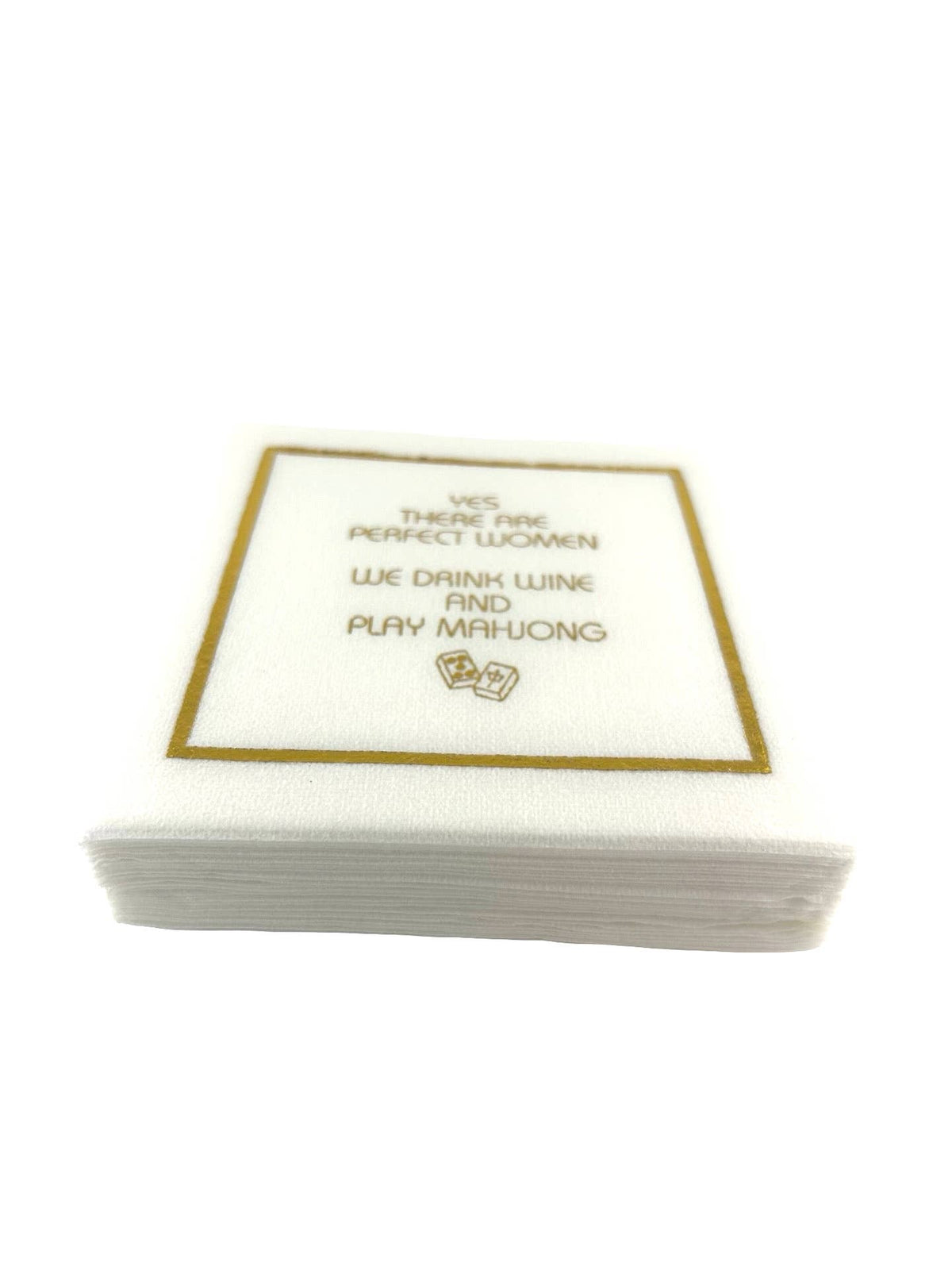 Linen-Feel Cocktail Napkins, Perfect Women Drink Wine and Play Mahjong - alternate view