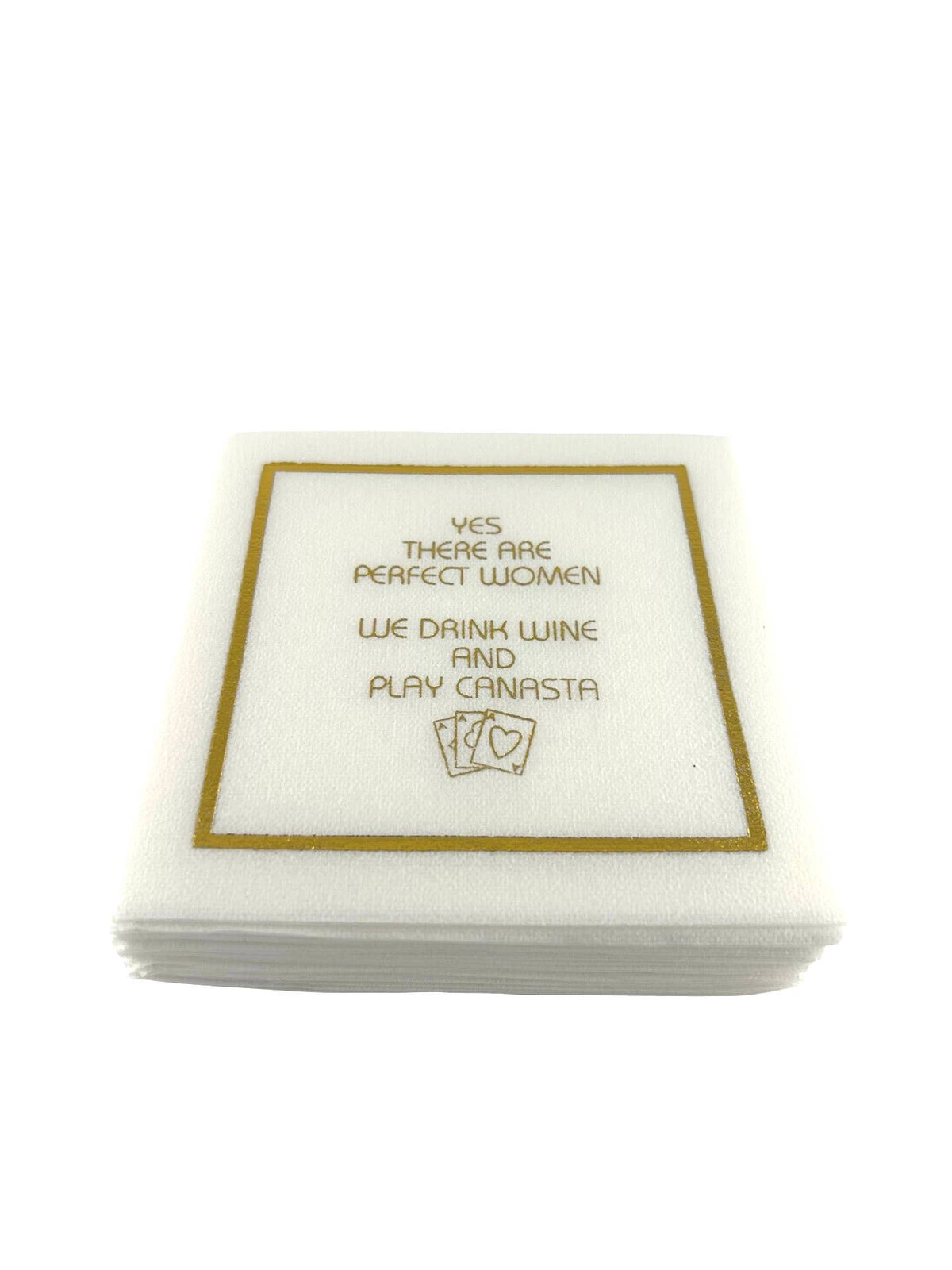Linen-Feel Cocktail Napkins, Perfect Women Drink Wine and Play Canasta - alternate view