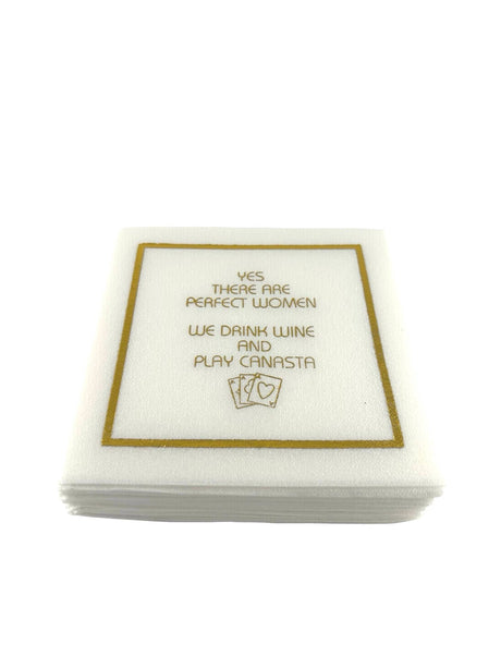 Linen-Feel Cocktail Napkins, Perfect Women Drink Wine and Play Canasta - alternate view