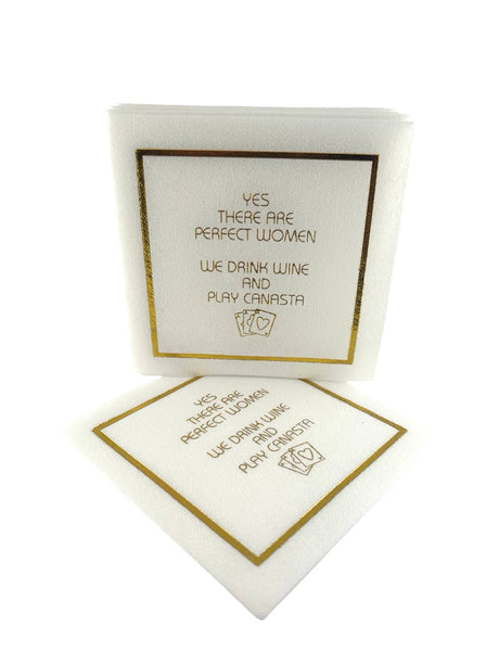 Maven Home Linen-Feel Cocktail Napkins, Perfect Women Drink Wine and Play Canasta - view 04