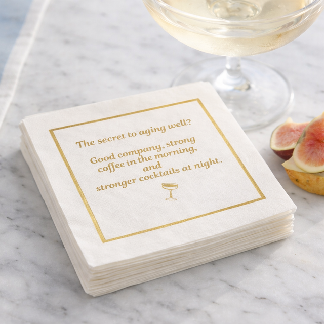 Linen-Feel Cocktail Napkins, Secret to Aging Well: Coffee and Cocktails