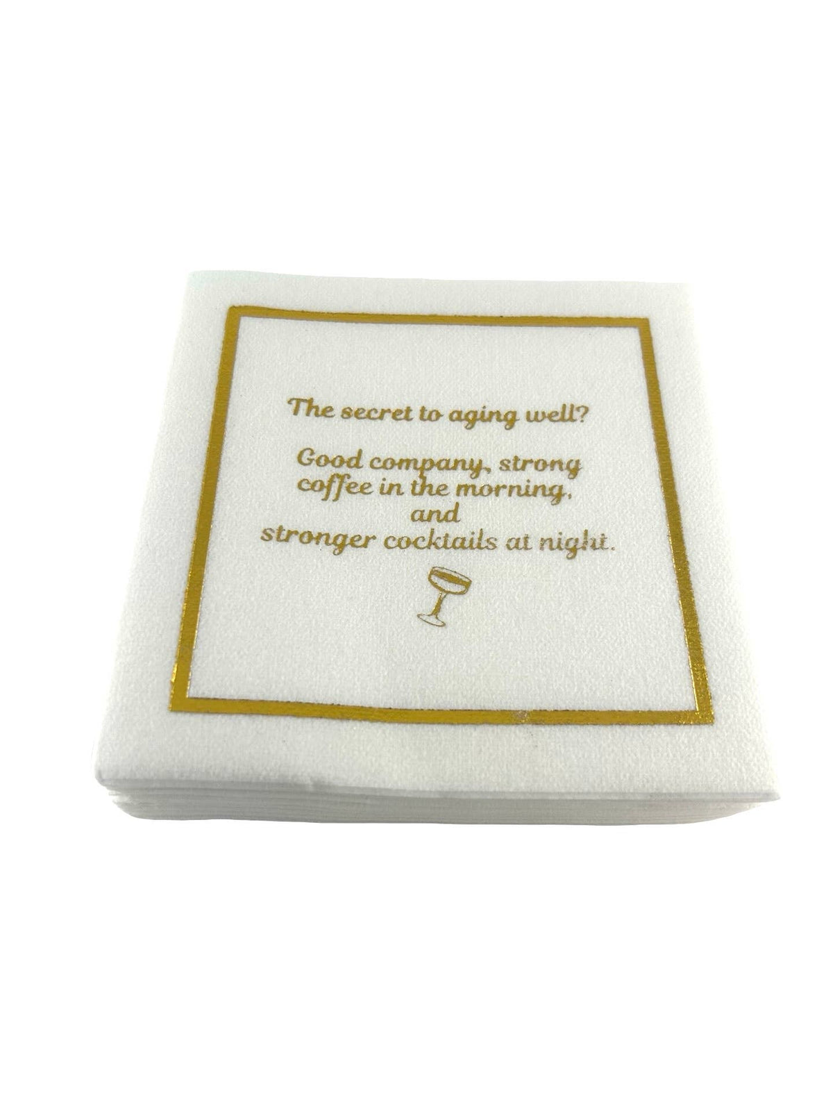 Linen-Feel Cocktail Napkins, Secret to Aging Well: Coffee and Cocktails - alternate view