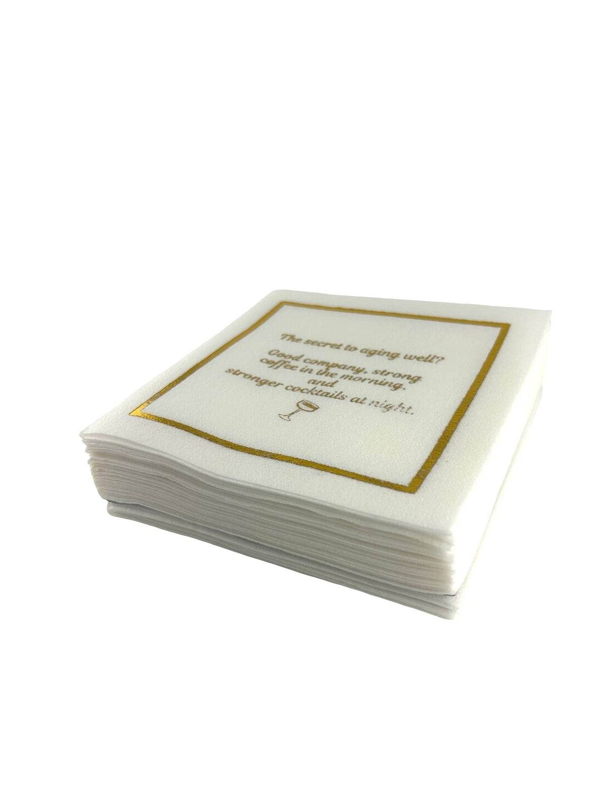 Maven Home Linen-Feel Cocktail Napkins, Secret to Aging Well: Coffee and Cocktails - view 06