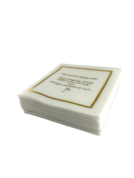 Maven Home Linen-Feel Cocktail Napkins, Secret to Aging Well: Coffee and Cocktails - view 06