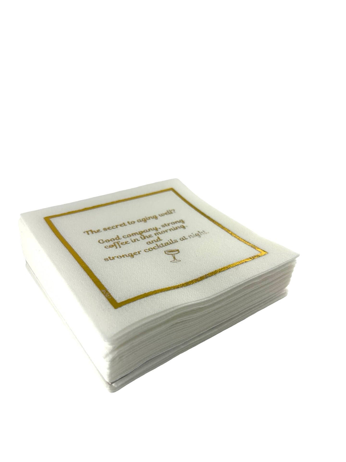 Maven Home Linen-Feel Cocktail Napkins, Secret to Aging Well: Coffee and Cocktails - view 07