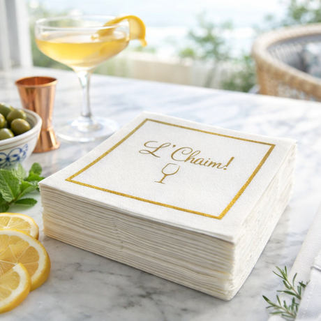 Linen-Feel Cocktail Napkins, L'Chaim - alternate view