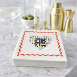 Linen-Feel Cocktail Napkins, Ahava Heart
