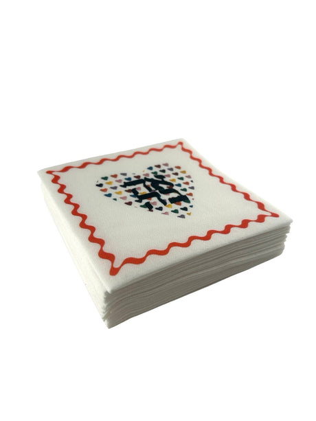 Maven Home Linen-Feel Cocktail Napkins, Ahava Heart - view 03