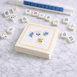 Linen-Feel Cocktail Napkins, Mahjong Tile Pattern