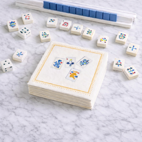 Linen-Feel Cocktail Napkins, Mahjong Tile Pattern
