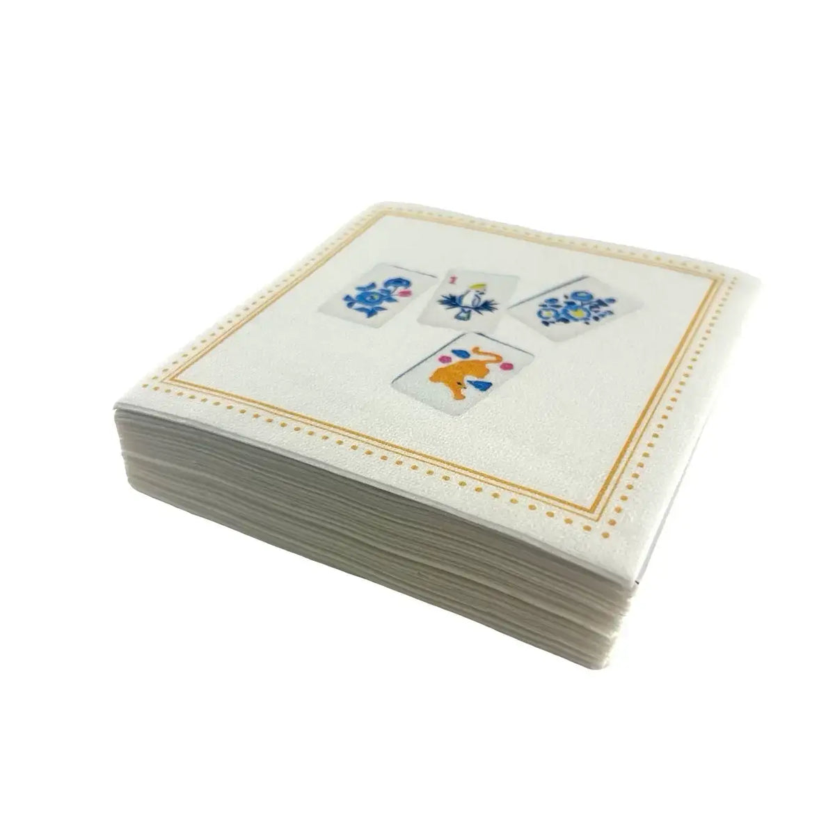 Linen-Feel Cocktail Napkins, Mahjong Tile Pattern - alternate view