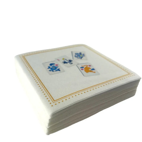 Maven Home Linen-Feel Cocktail Napkins, Mahjong Tile Pattern - view 04