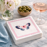 Linen-Feel Cocktail Napkins, Pink Butterfly