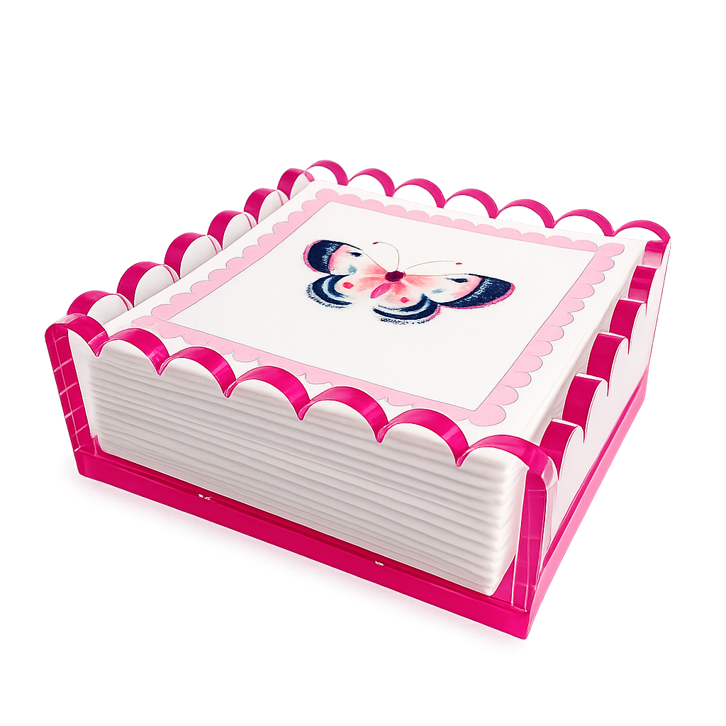Maven Home Linen-Feel Cocktail Napkins, Pink Butterfly - view 03