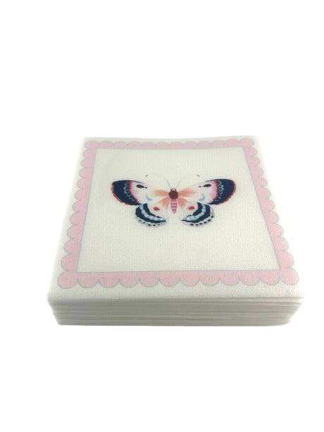 Maven Home Linen-Feel Cocktail Napkins, Pink Butterfly - view 05