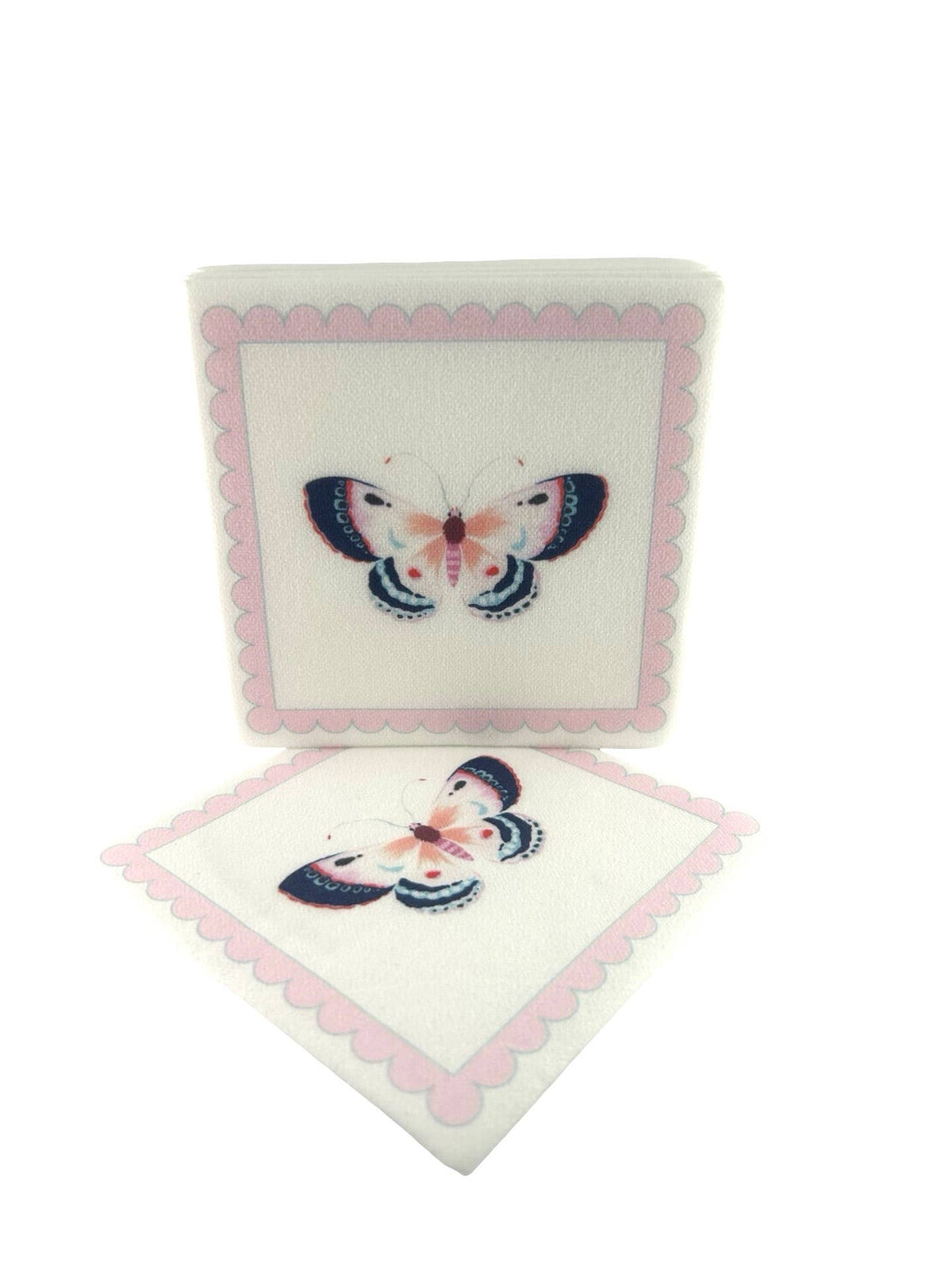 Maven Home Linen-Feel Cocktail Napkins, Pink Butterfly - view 06
