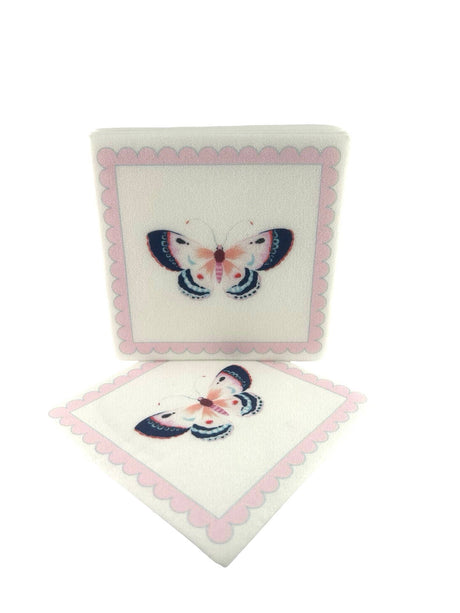 Maven Home Linen-Feel Cocktail Napkins, Pink Butterfly - view 06
