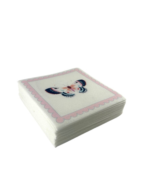 Maven Home Linen-Feel Cocktail Napkins, Pink Butterfly - view 07