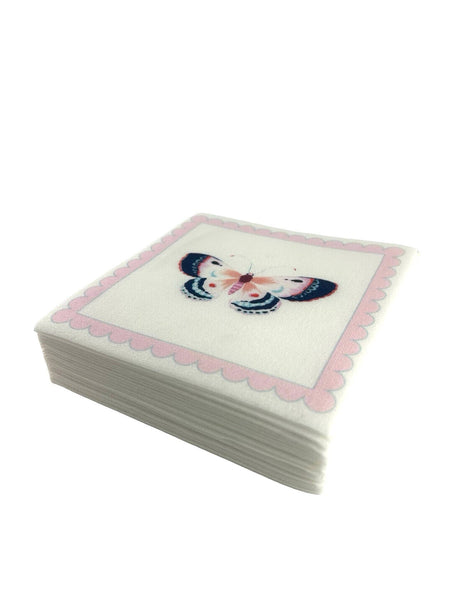 Maven Home Linen-Feel Cocktail Napkins, Pink Butterfly - view 09