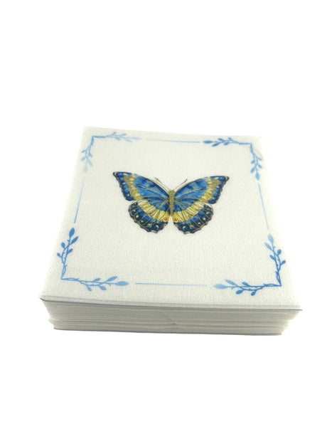 Maven Home Linen-Feel Cocktail Napkins, Blue Butterfly - view 04