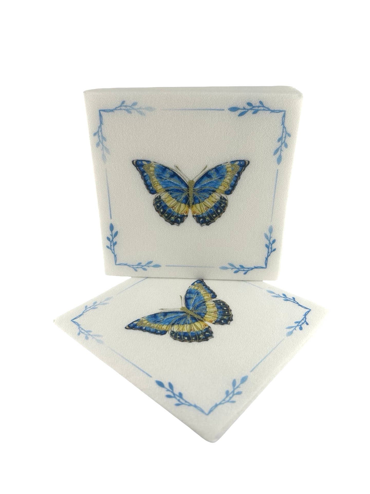 Maven Home Linen-Feel Cocktail Napkins, Blue Butterfly - view 06