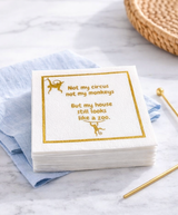 Maven Home Linen-Feel Cocktail Napkins, Not My Circus, My House Is a Zoo - view 03