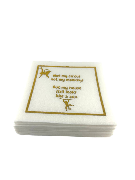 Maven Home Linen-Feel Cocktail Napkins, Not My Circus, My House Is a Zoo - view 04