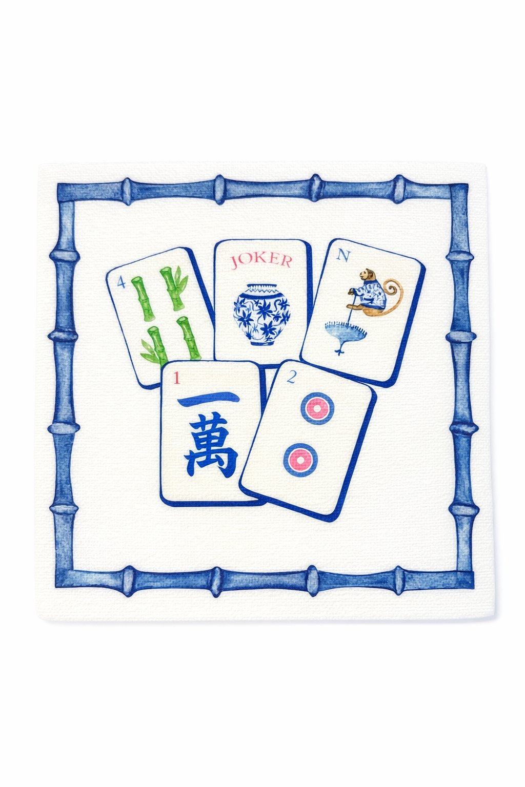 Preppy Mahjong cocktail napkins, styled party photo