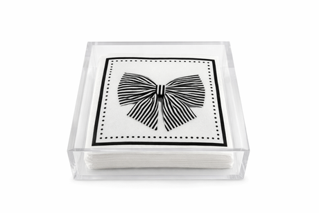 Maven Home Linen-Feel Cocktail Napkins, Black Bow - view 04