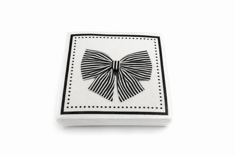 Maven Home Linen-Feel Cocktail Napkins, Black Bow - view 07