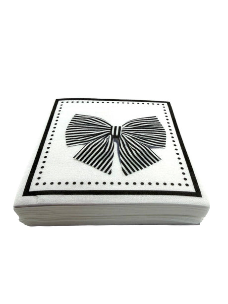 Maven Home Linen-Feel Cocktail Napkins, Black Bow - view 10