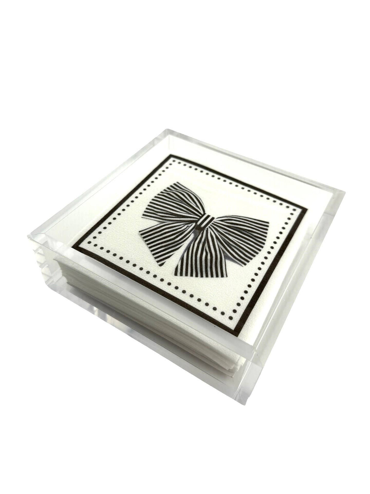 Maven Home Linen-Feel Cocktail Napkins, Black Bow - view 11