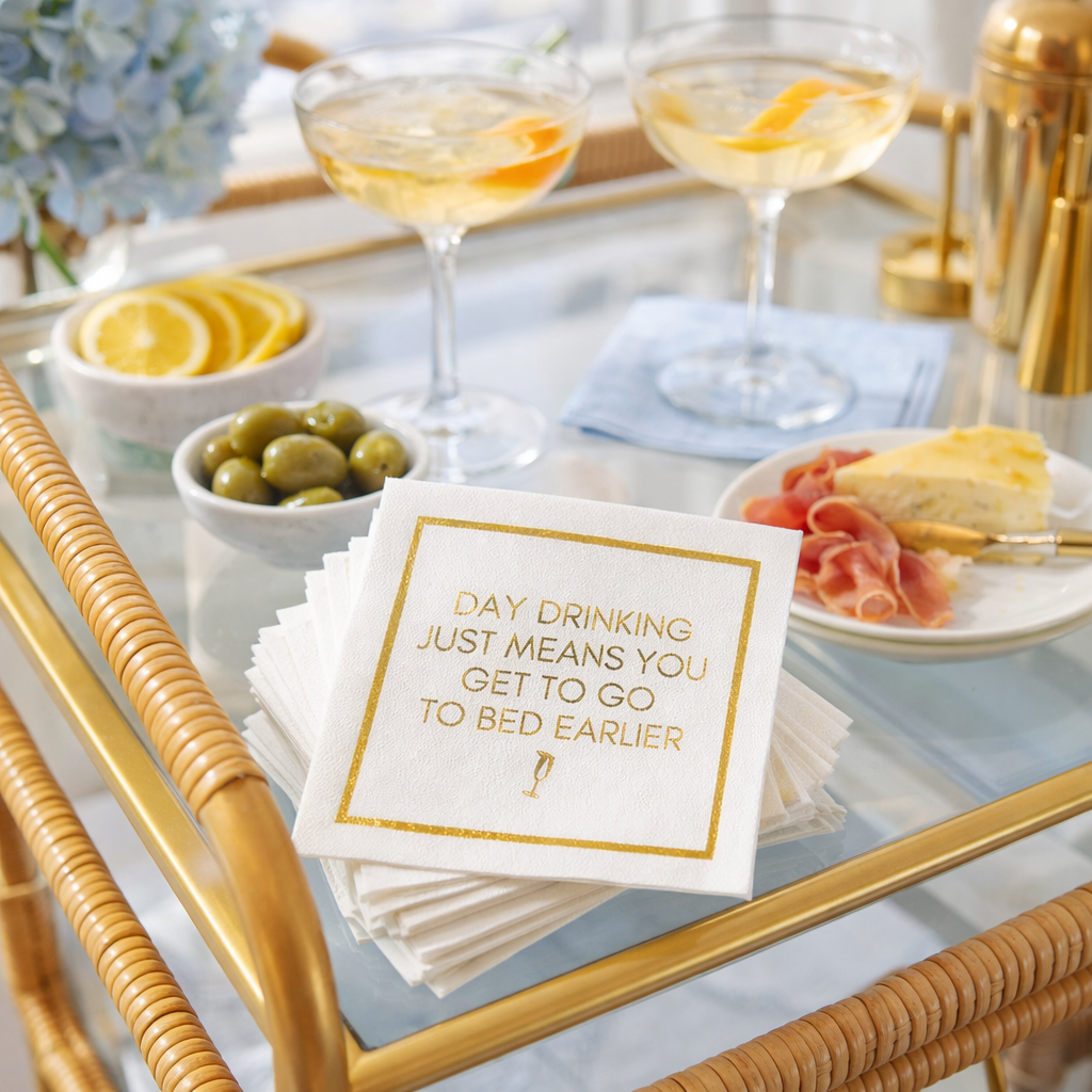 Linen-Feel Cocktail Napkins, Day Drinking - alternate view
