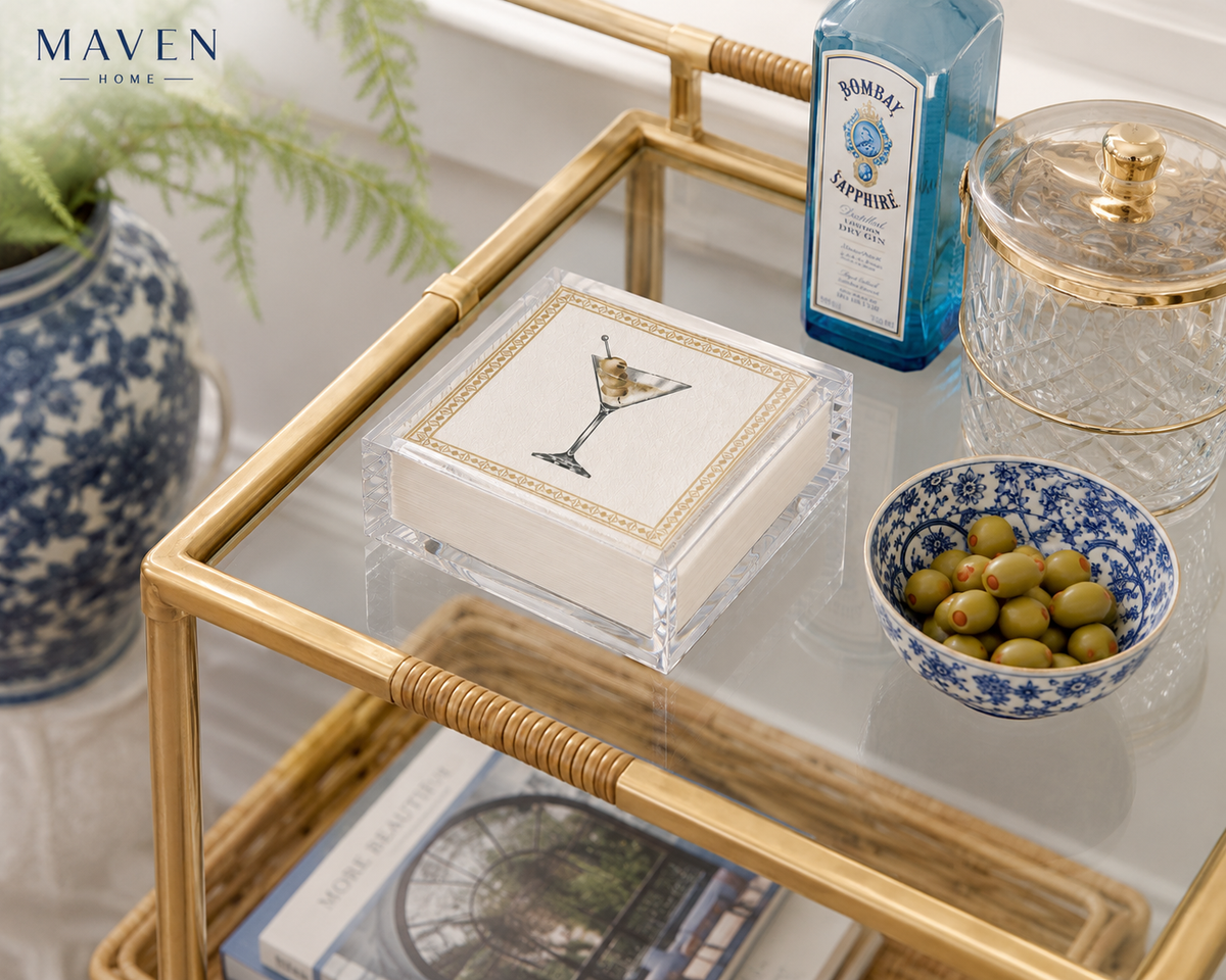 Maven Home Linen-Feel Cocktail Napkins, Classic Martini - view 03