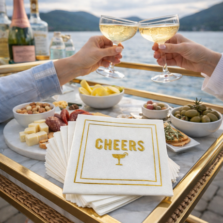 Linen-Feel Cocktail Napkins, Cheers - alternate view
