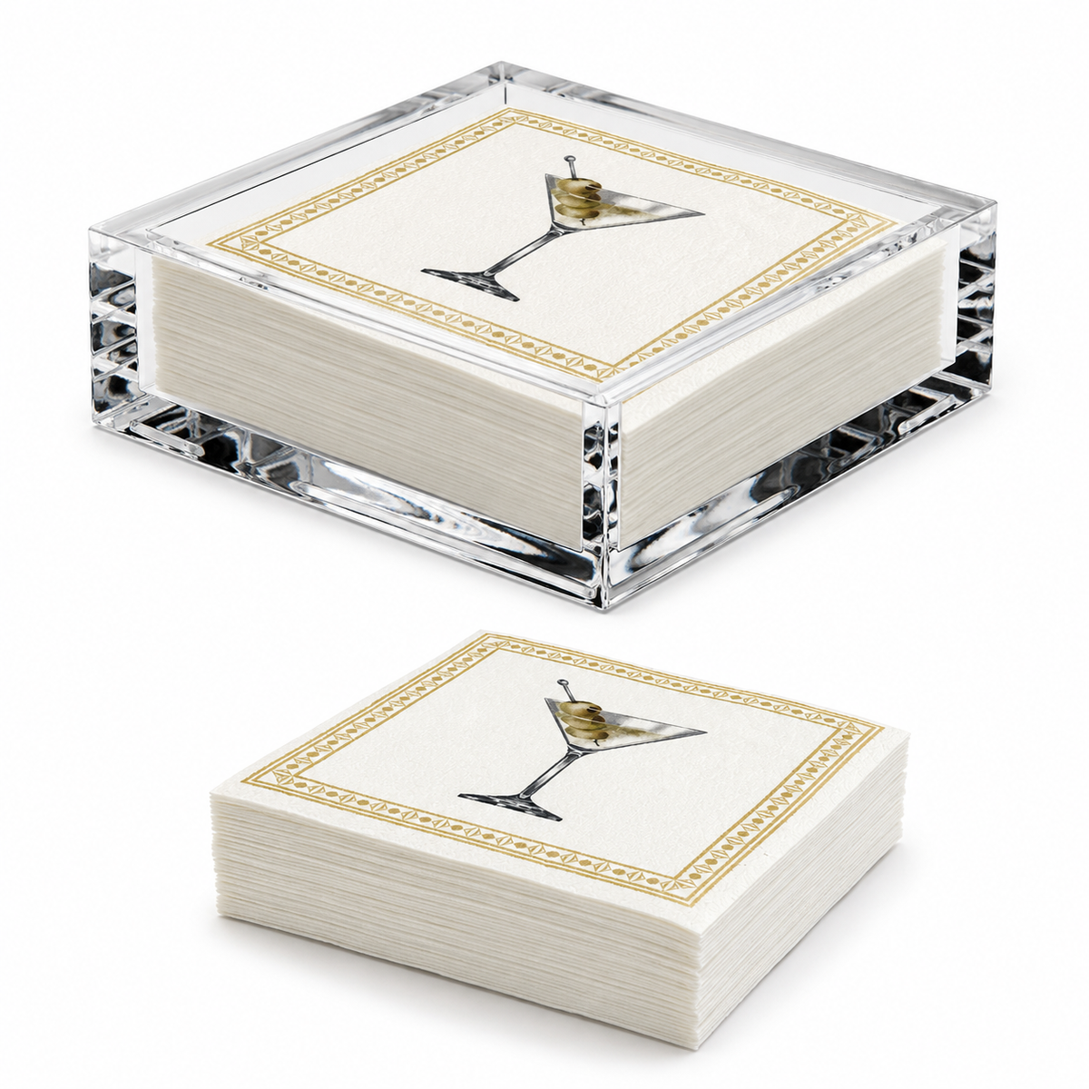 Clear Acrylic Cocktail Napkin Holder, Classic 6 Inch — Maven Home