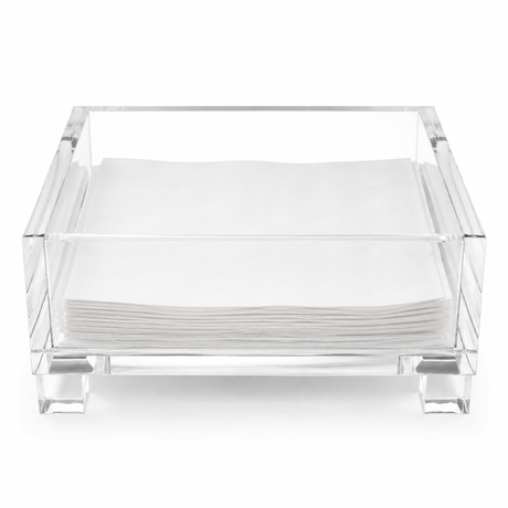 Clear Acrylic Cocktail Napkin Holder, Cube Feet - view 04